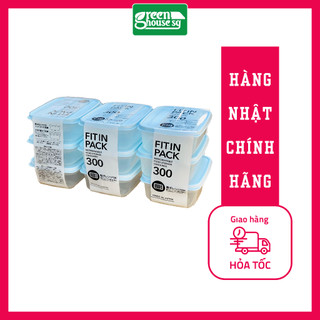 Set 3 hộp nhựa nắp dẻo 300ml (nắp màu xanh, nắp màu hồng, màu xanh mint) - Nhật Bản