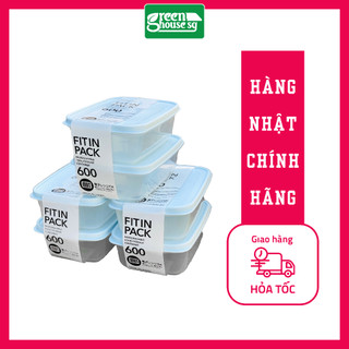 Set 2 hộp nhựa nắp dẻo 600ml (màu xanh mint, màu trắng) - Nhật Bản