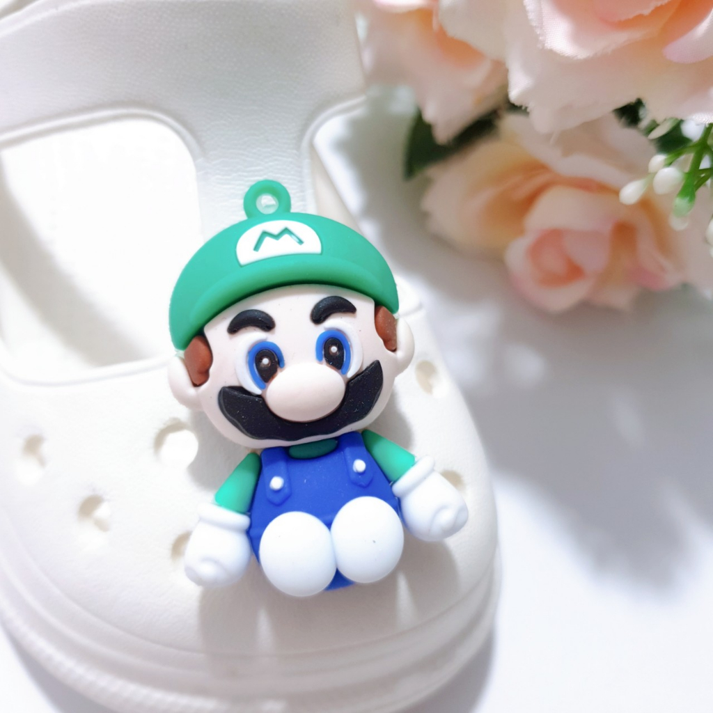 [4D Hoạt Hình] Nút gắn hkdesign/ Sticker MARIO gắn dép có lỗ, sục 4D LOẠI TO NHỰA (01 Cái)