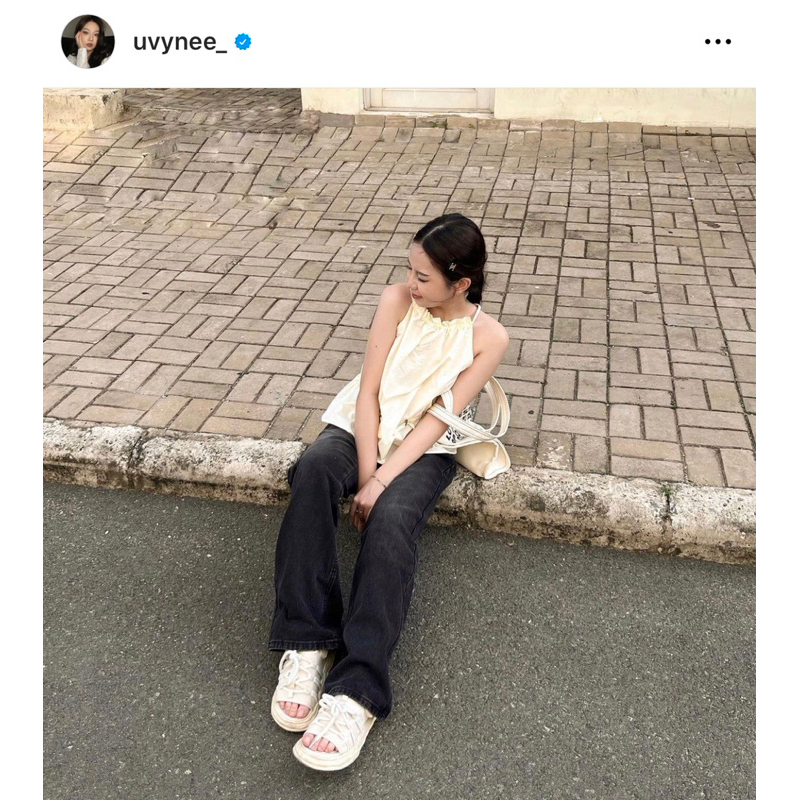 Quần suông đen mài nhẹ