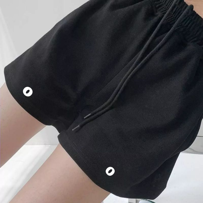 Quần short nữ, quần đùi ống rộng màu đen cạp chun in hình có bigsize đến 100kg
