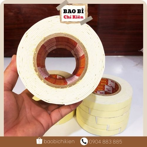 Băng dính xốp 2 mặt màu vàng  - Băng keo xốp 2 mặt siêu dính -baobichikien