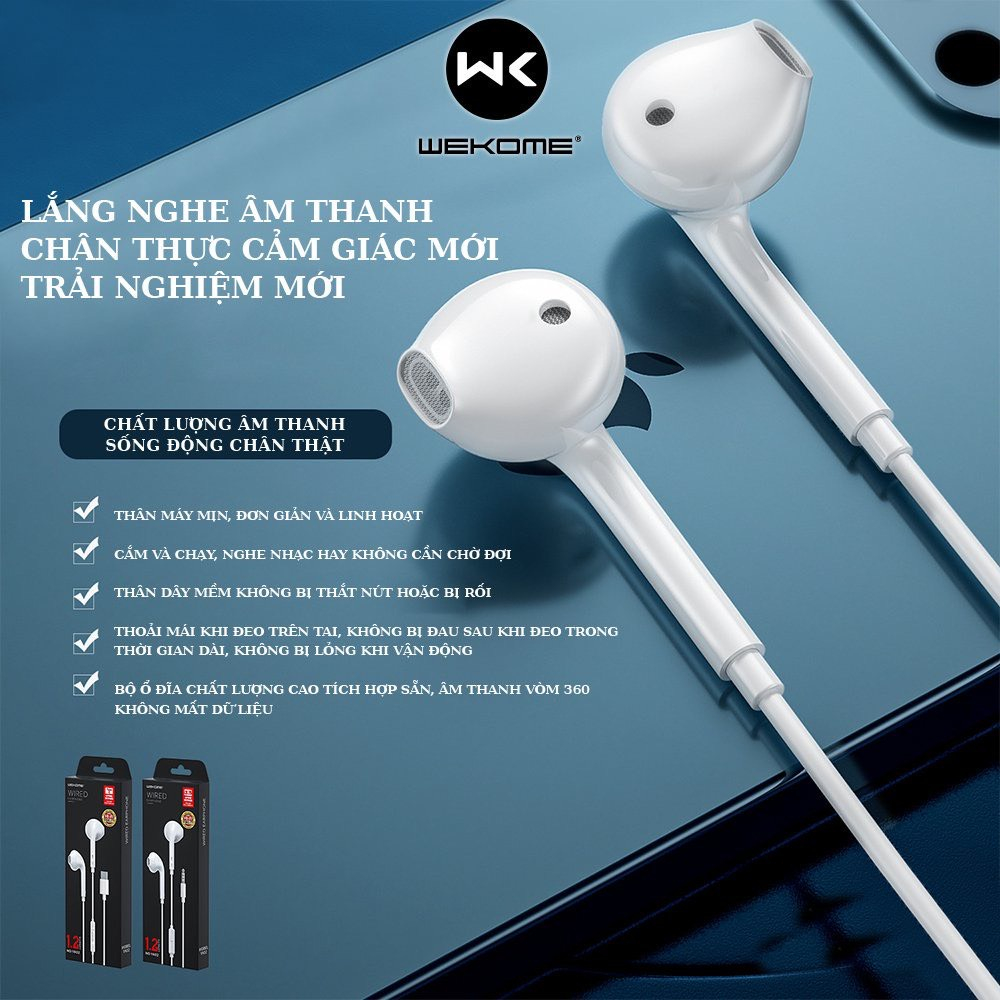 Tai nghe có dây Wekome YA-02 chính hãng tích hợp đàm thoại, nghe nhạc, chơi game cho điện thoại, laptop, PC