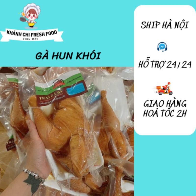 Gà ri hun khói khay nửa con