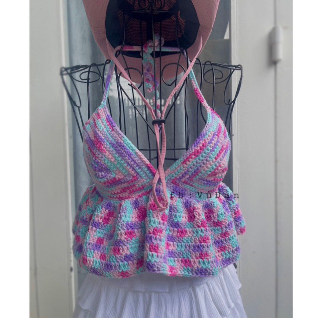 Áo Len Bèo 2 Dây Handmade