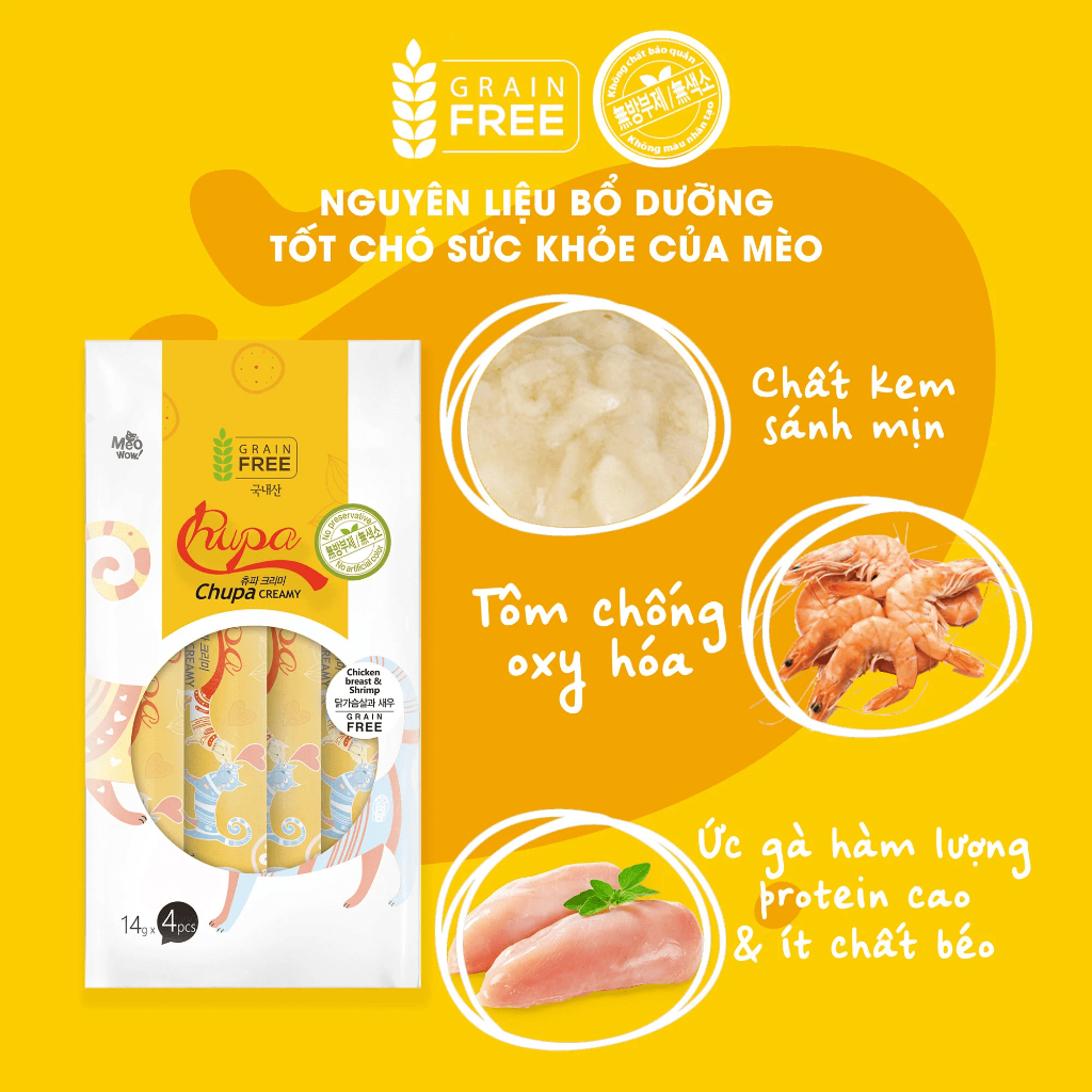 Súp Thưởng / Xốt Thịt Thật Cao Cấp Chupa Cream Cho Mèo