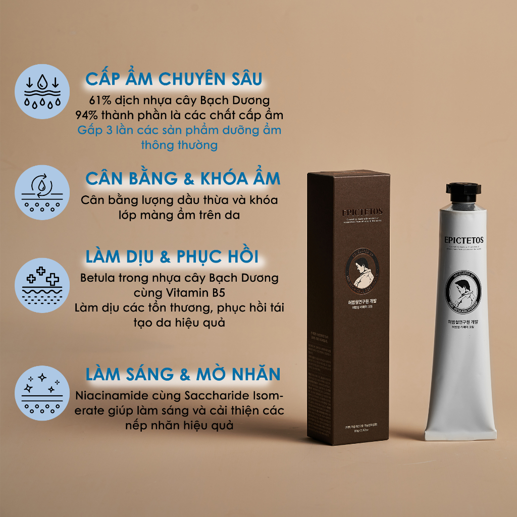 Kem Dưỡng Ẩm Và Phục Hồi 4 Trong 1 Epictetos Hur. Water Repair Cream 80g