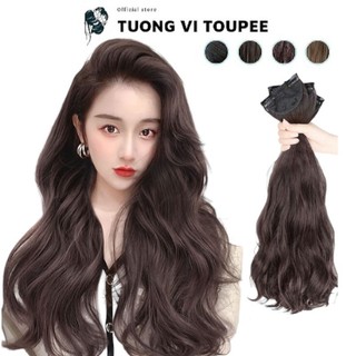 (Loại Dày 200gr) Set Tóc Giả 3 Dải Kẹp Xoăn Dợn Sóng Cao Cấp, Làm Dày Tóc Tự Nhiên Mềm Đẹp