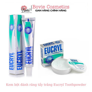 Combo BỘT + KEM đánh tẩy trắng răng Eucryl Toothpowder Freshmint Flavour Anh
