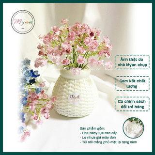  Lọ Hoa Baby Anh Túc nhựa giả mây đan trang trí nhà bàn học bàn làm việc 17cm ,23cm 