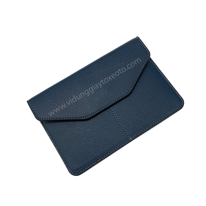 Ví da đựng giấy tờ xe ô tô - Da PU - Mẫu 02 màu xanh navy (Hỗ trợ dập logo hãng)