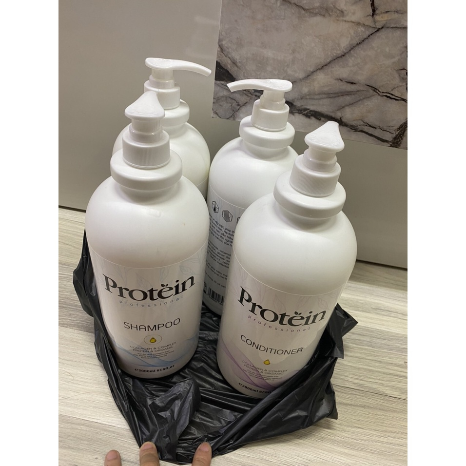 Cặp Dầu Gội Xả PROTEIN Dưỡng Ẩm Phục Hồi Siêu Mềm Mượt Chai 2000ml Chuyên Dùng Salon Tiết Kiệm Chi Phí _ Mei