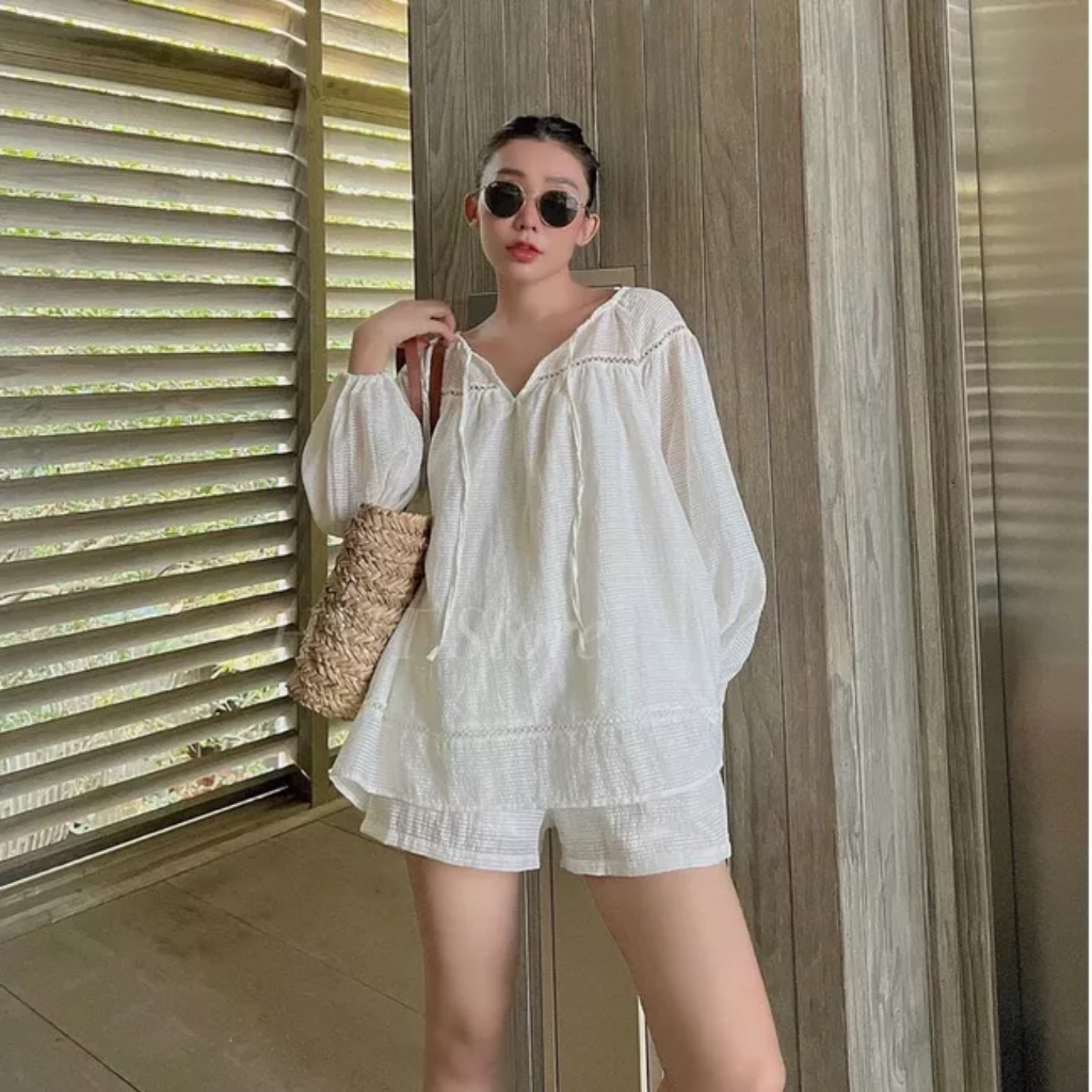 Set bộ lưới dài tay đi phố đi biển