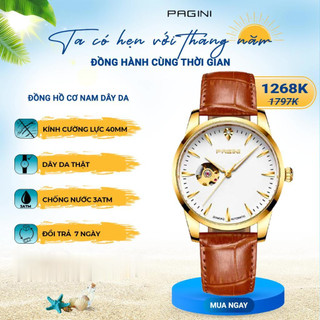 Đồng hồ nam - đồng hồ cơ nam pagini pa9988 lộ máy, chính hãng - phong cách sang trọng, lịch lãm, đẳng cấp phái mạnh