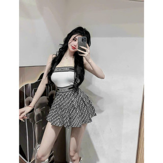 Set áo ống chân váy ngắn xoè siêu xinh