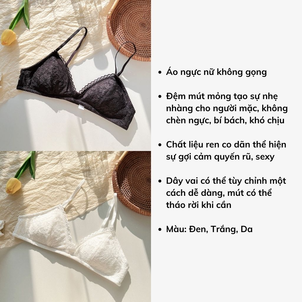 Áo ngực nữ ren không gọng cao cấp họa tiết hoa nhẹ nhàng sexy quyến rũ và gợi cảm DEVARI A602