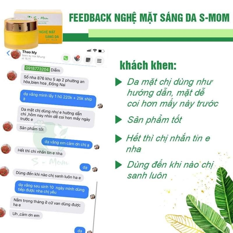 Kem Nghệ Mặt Sáng Da S-Mom Giúp Dưỡng Ẩm , Sáng Da , Giảm Thâm Sạm , Nám