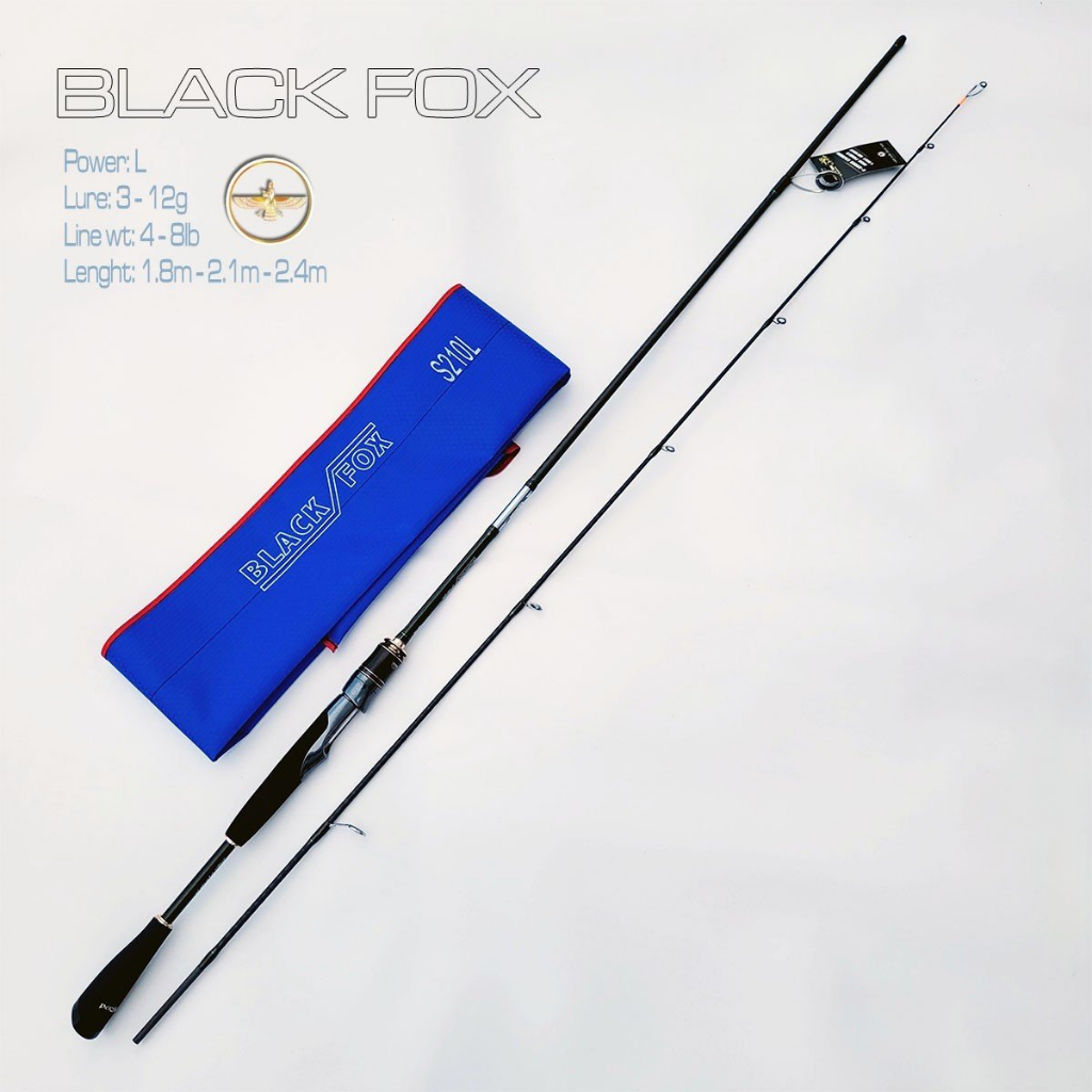 Cần câu lure thái lan BLACK FOX Power L đầu bu chống xoắn chất liệu carbon xoắn CM39