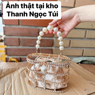 Túi cốp dự tiệc đính đá size 19 lót nhung siêu sang chảnh