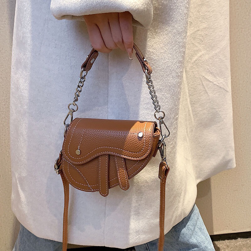 Túi xách nữ mini Saddle Bag có dây đeo chéo dáng yên ngựa mẫu mới size 14cm