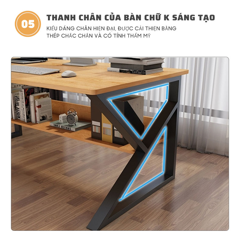 Bàn Máy Tính Bàn Văn phòng Hiện Đại Sang Trọng- Bàn máy tính chân chữ K phong cách hiện đại
