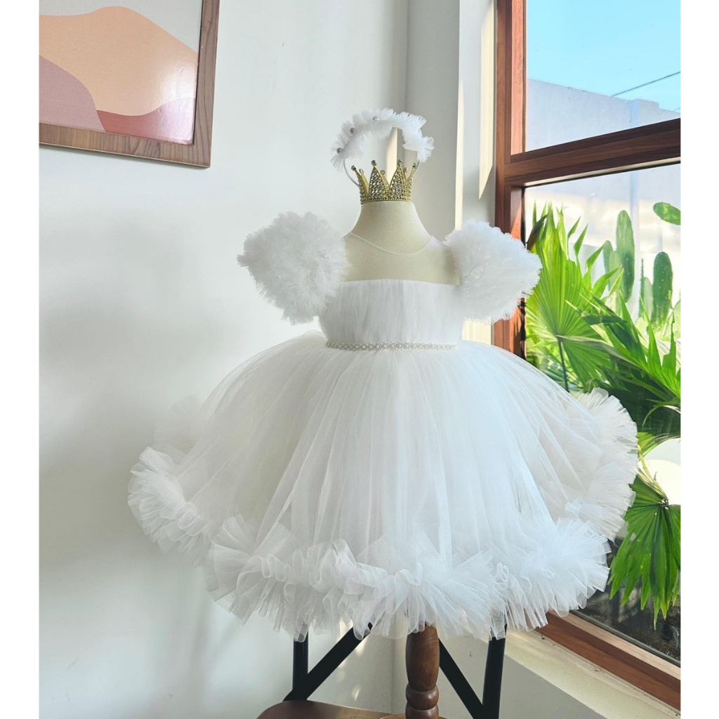 Váy công chúa cộc tay bồng lưới chân bèo xinh yêu cho bé gái