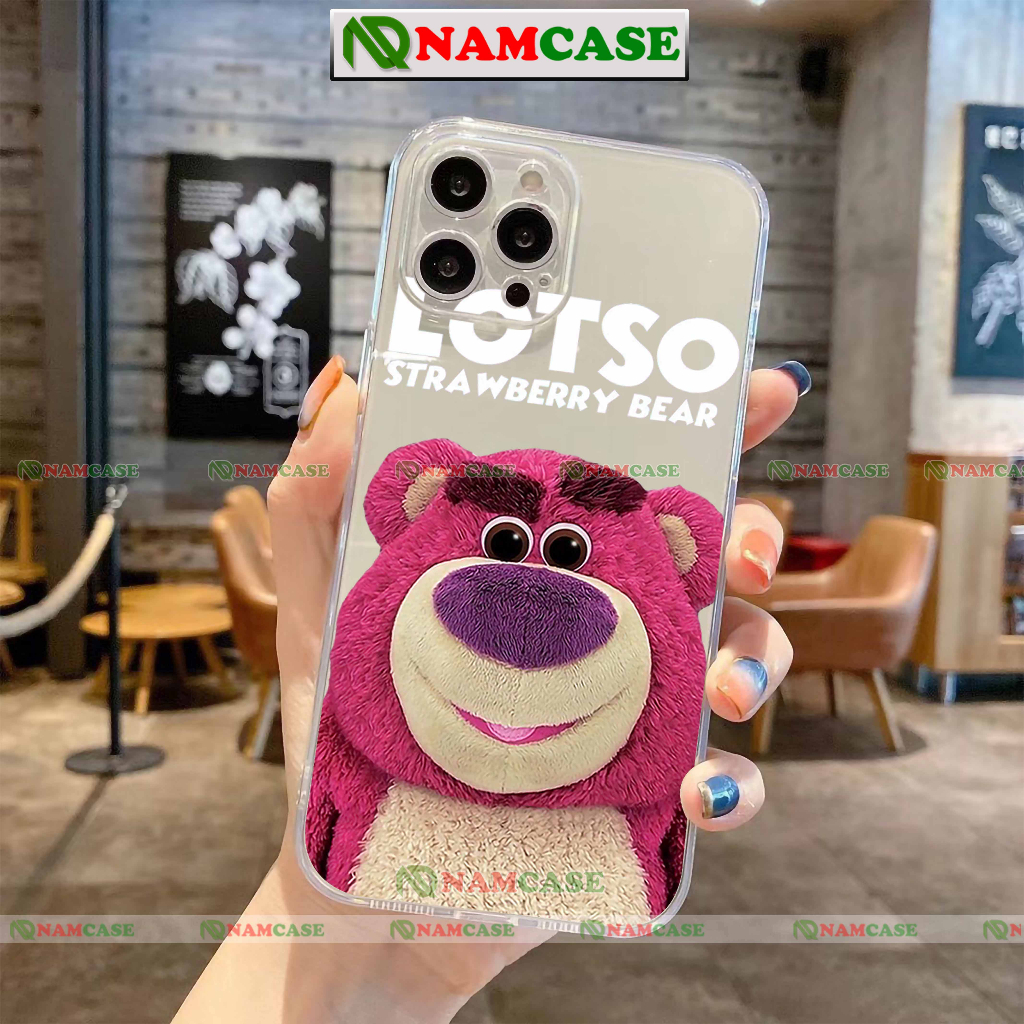 Ốp lưng iphone cặp đôi gấu dâu lotso hoạt hình độc lạ ngộ nghĩnh dễ thương đẹp ip 6/6s/7/8/X/XS/11/12/13/14 Pro Plus Max