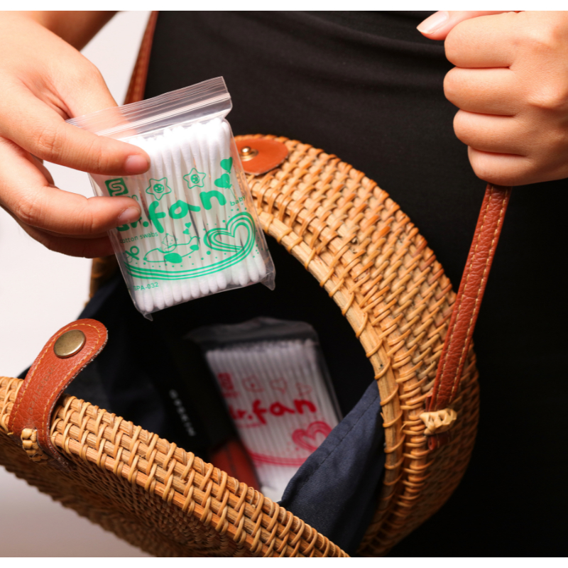 Tăm bông trẻ em DR.FAN thân nhựa TB01-032 túi 60 que