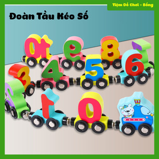 Đồ chơi đoàn tàu số và các phép tính bằng gỗ có nam châm, đồ chơi đếm số cho bé