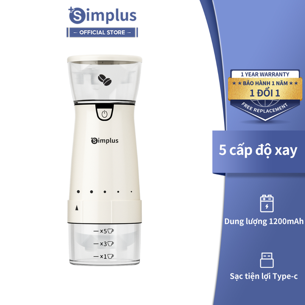 Máy xay hạt cà phê Simplus Máy xay điện gia dụng Máy xay cà phê tự động dạng nhỏ - Bảo Hành 1 Năm 1 Đổi 1