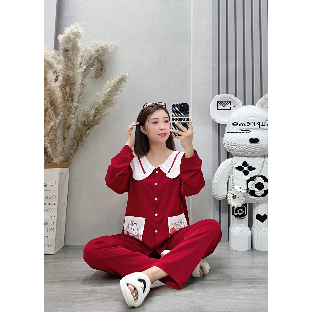 Đồ bộ nữ ANH MỸ pijama chất liệu lụa mango cao cấp tay dài quần dài MGTD - 02