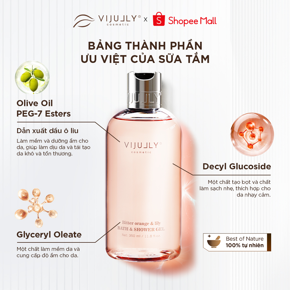 Sữa tắm Dưỡng da hương nước hoa Vi Jully 350ml (Bitter Orange & Lily) - màu hồng