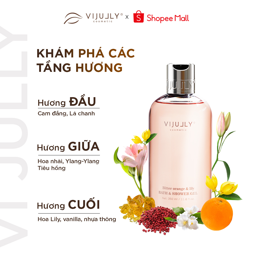 Sữa tắm Dưỡng da hương nước hoa Vi Jully 350ml (Bitter Orange & Lily) - màu hồng