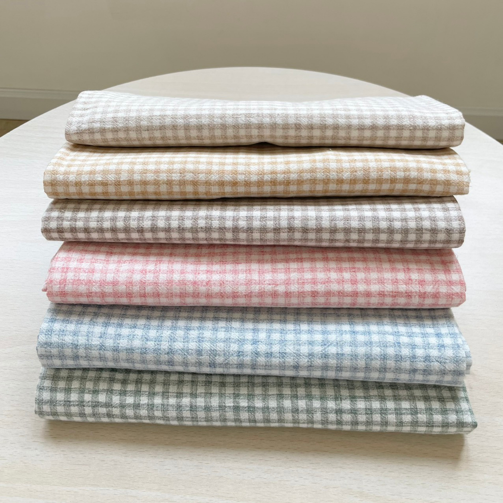 Vải linen hàn hoạ tiết caro mềm mịn, thoáng mát, thấm hút tốt - Nhà Vải Linen