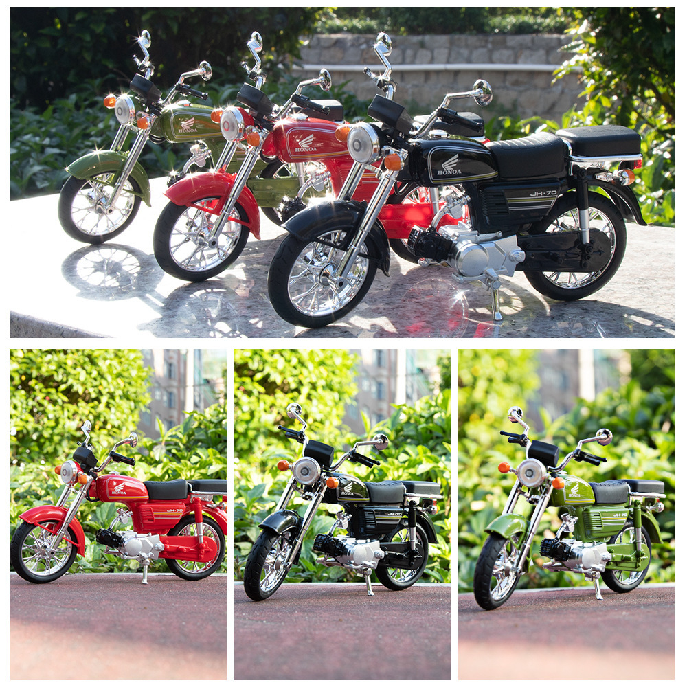 Mô hình xe mô tô Honda JH-70 bằng hợp kim có nhạc động cơ và đèn xe tỷ lệ 1:10