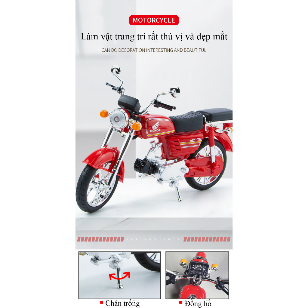 Mô hình xe mô tô Honda JH-70 KAVY tỷ lệ 1:10 bằng hợp kim có nhạc và đèn