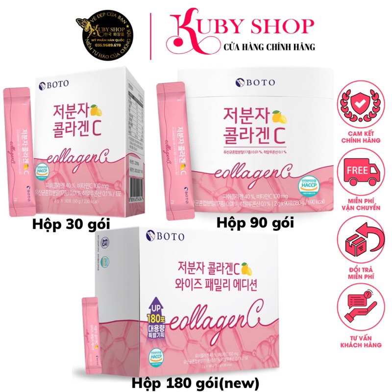 Bột uống bổ sung collagen, vitamin C đẹp da Hàn Quốc BOTO COLLAGEN C hộp 30,90,180 gói