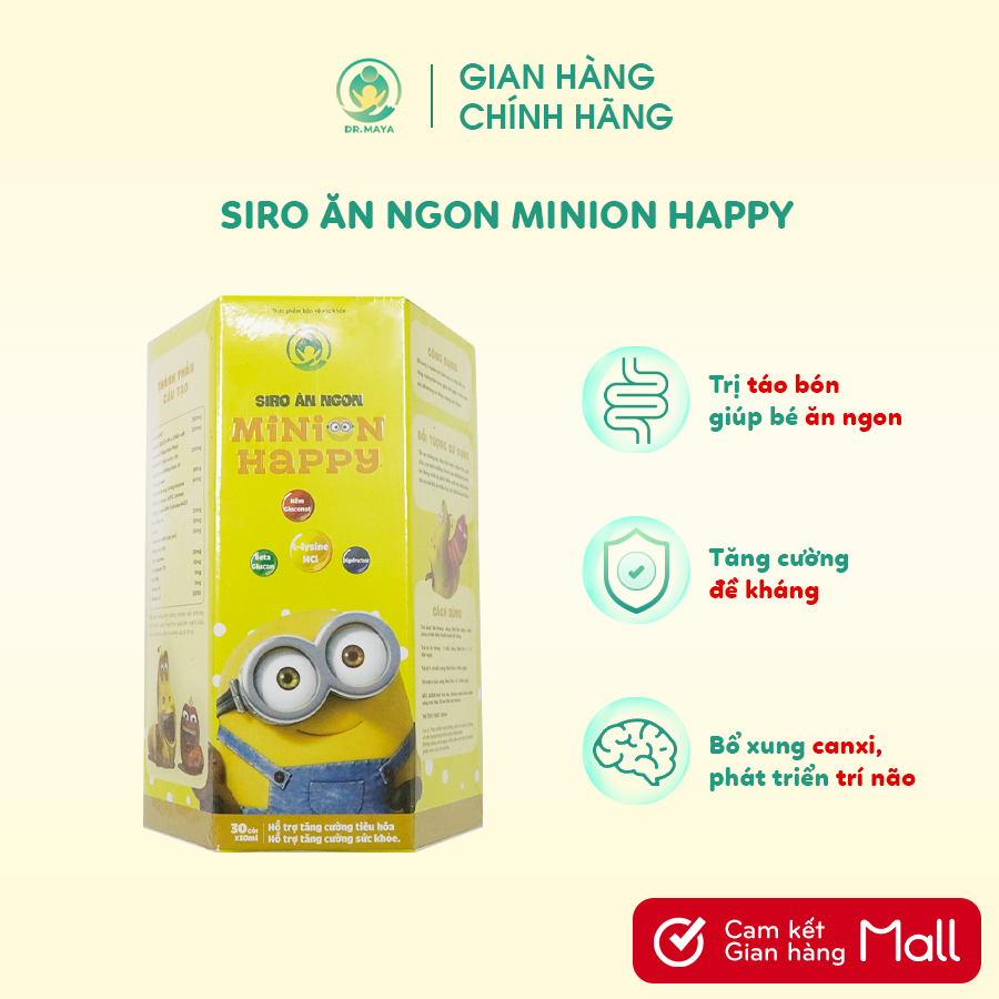 Siro ăn ngon MINION HAPPY DR.MAYA 30 Gói hỗ trợ bé ham ăn, tiêu hóa tốt, chống suy dinh dưỡng