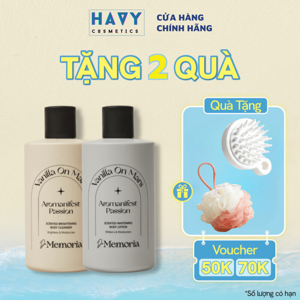 Bộ Sữa Tắm Và Dưỡng Thể Trắng Da Hương Nước Hoa Thư Giãn D​e M​emoria (2x300ml)