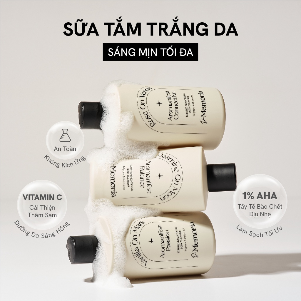 [Mua 1 tặng 2]Bộ Sữa Tắm Và Dưỡng Thể Trắng Da Hương Nước Hoa Thư Giãn D​e M​emoria (2x300ml)