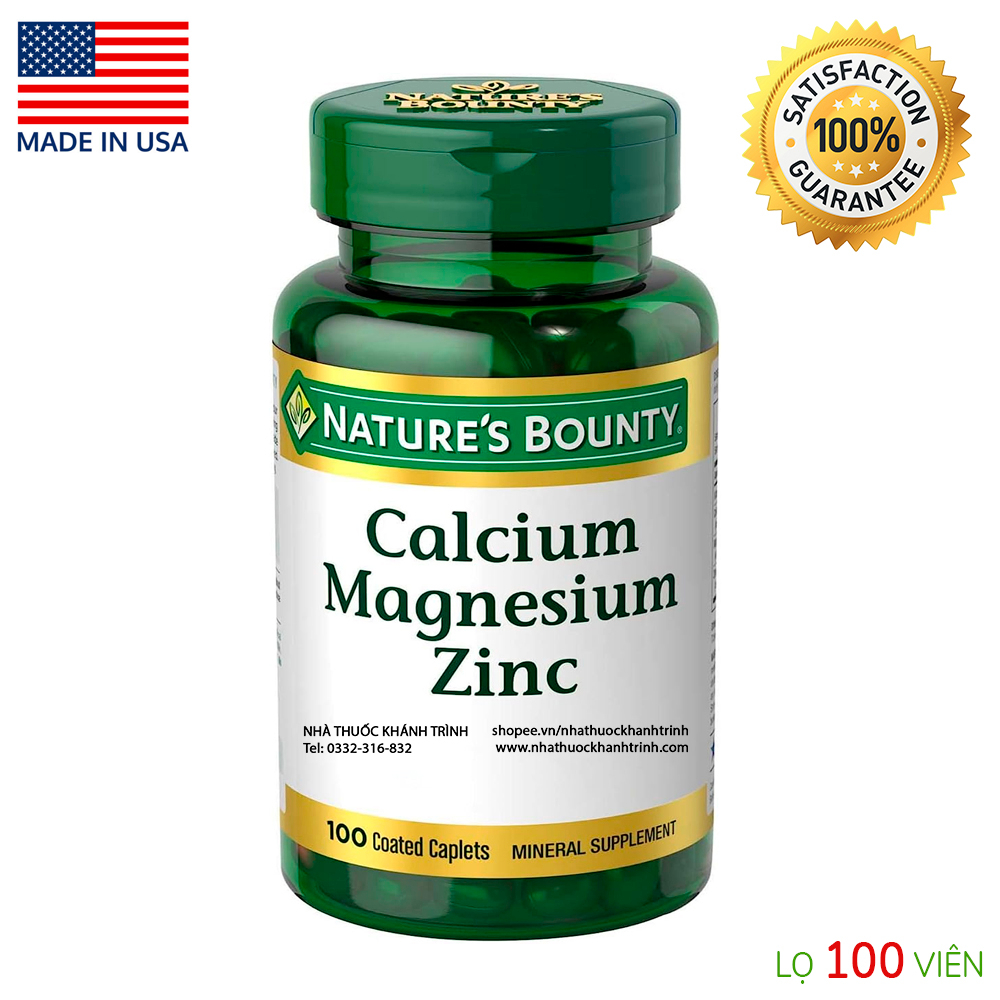 (lọ 100 viên) Calcium Magnesium Zinc Nature Bounty chính hãng Hoa Kỳ