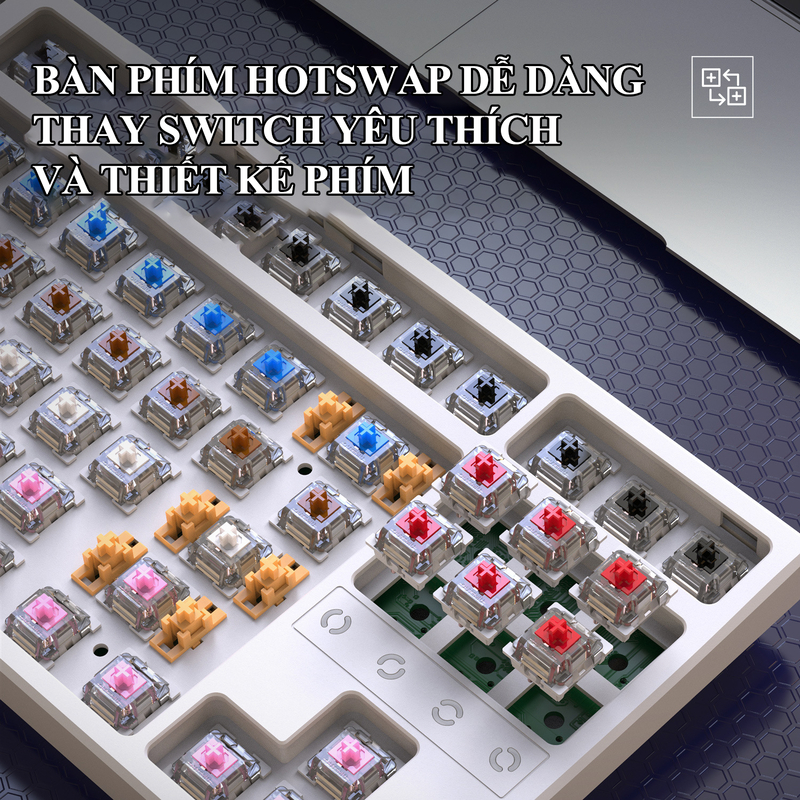 Bàn phím cơ CÓ DÂY K87 sử dụng RED SWITCH trang bị đèn led RGB và có hotswap có thể thay switch dễ dàng chuyên game