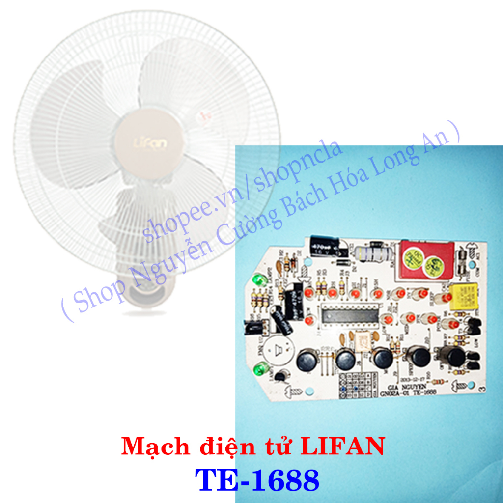 Mạch điện tử quạt treo tường remote Lifan, model TE-1688