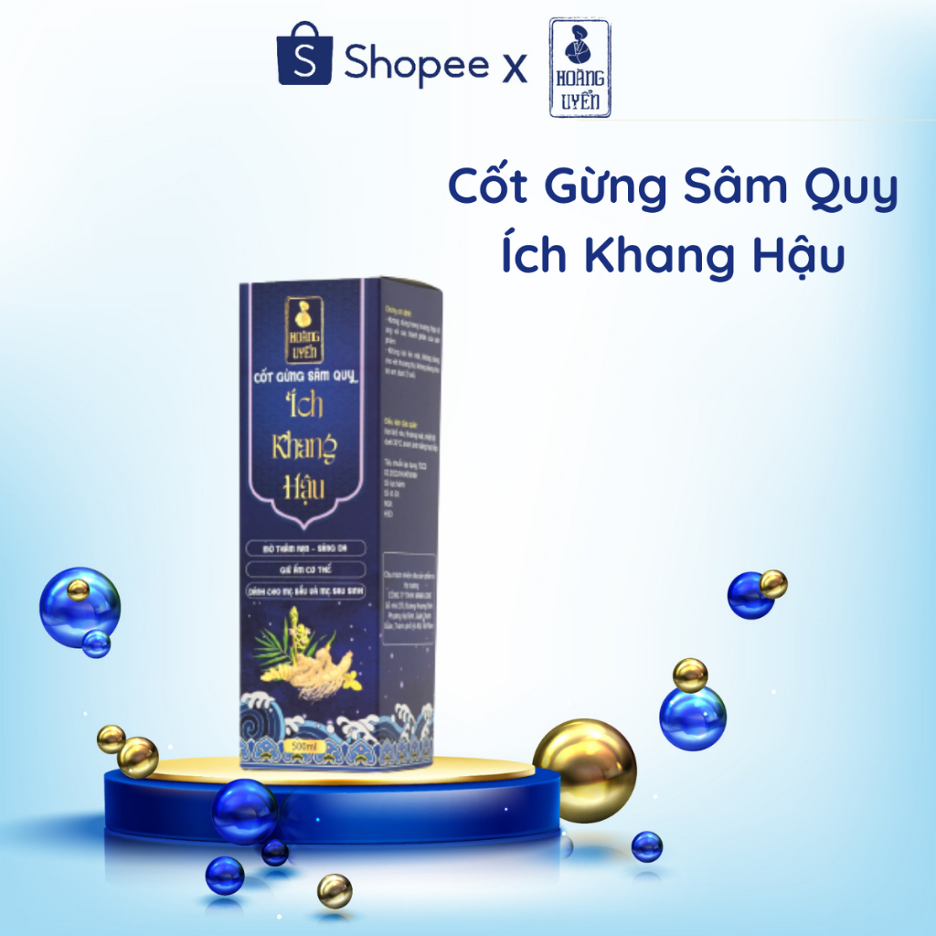 Cốt Gừng Sâm Quy Hạ Thổ Ích Khang Hậu Hoàng Uyển Sáng Da Mờ Thâm Rạn Chai 500ml