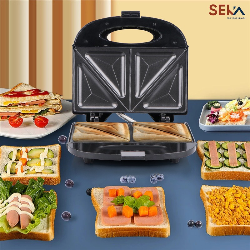 Máy nướng bánh mì Seka SK-550 công suất 750W, máy kẹp bánh mì sandwich, làm đồ ăn sáng nướng nhanh chín đều, chống dính