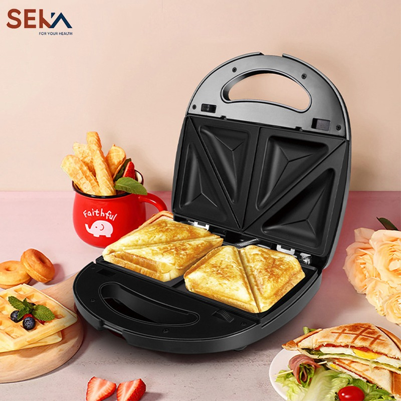 Máy nướng bánh mì Seka SK-550 công suất 750W, máy kẹp bánh mì sandwich, làm đồ ăn sáng nướng nhanh chín đều, chống dính