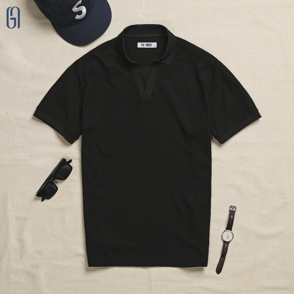 Áo polo nam phối viền P23 V POLO vải hạt 100% cotton, form Slimfit - THE GMEN ELEGANT EST 2017