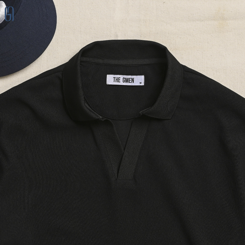 Áo polo nam phối viền P23 V POLO vải hạt 100% cotton, form Slimfit - THE GMEN ELEGANT EST 2017