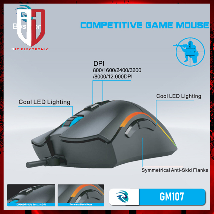 Chuột Gaming Máy Tính Chính Hãng Bosston GM107 Led 12000 DPI Có Dây Chuột Vi Tính Chuyên Game