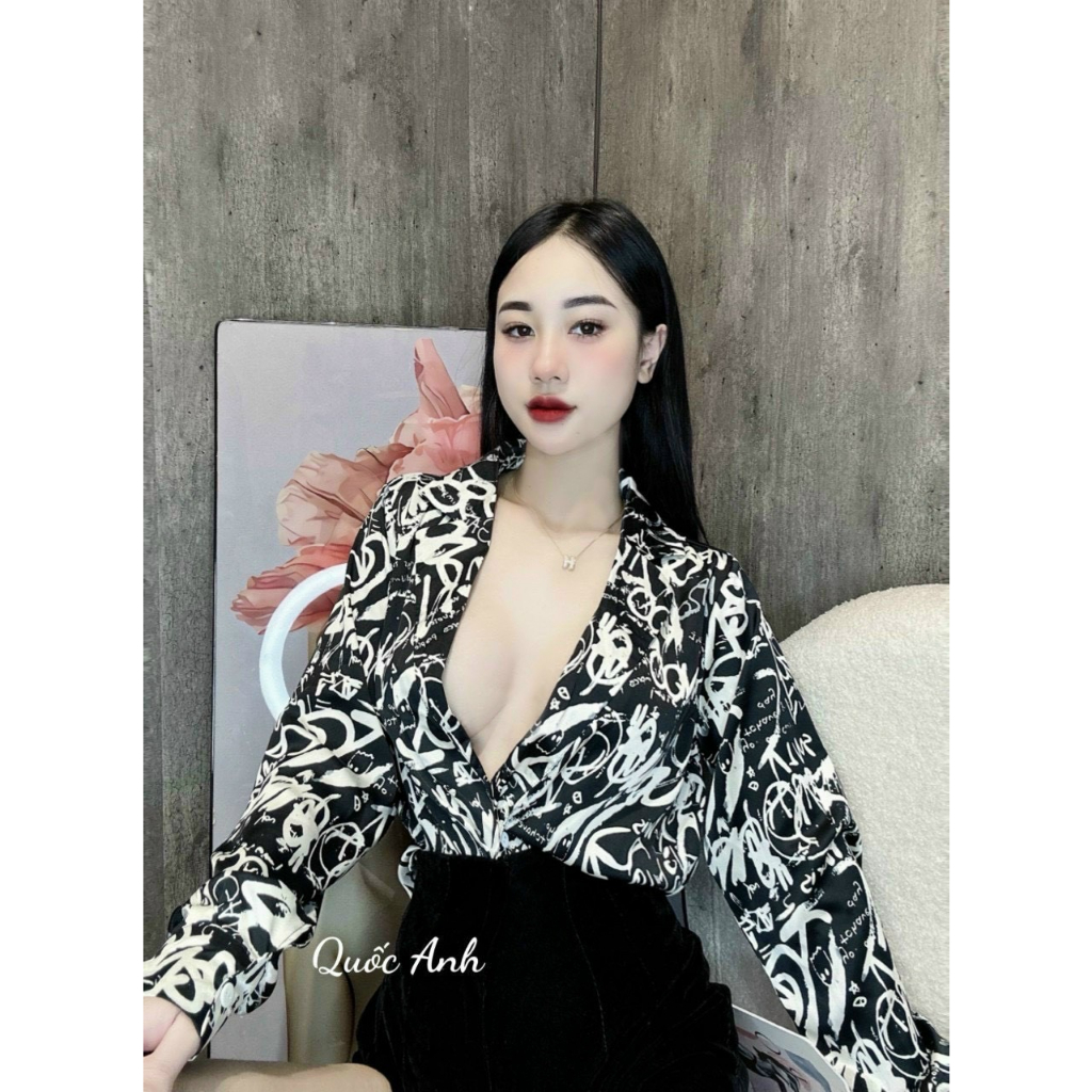 Sơ Mi Lụa Họa Tiết 2 màu Nhà Vy Anh